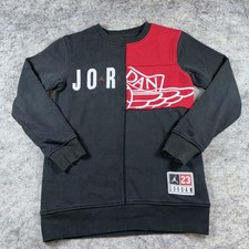 Jordan Pullover Sweater Youth Boys Large Red  Black Crewneck Air Wings Patch