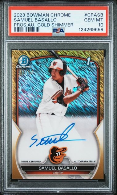2023 Bowman Chrome SAMUEL BASALLO PSA 10 Gold Shimmer # /50