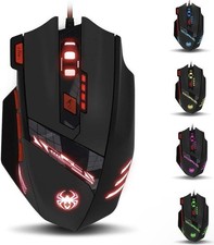 Zelotes T-90 Gaming Mouse 9200 DPI Adjustable Weight LED Wired USB
