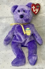 Rare 2002 Ty Beanie Baby  EGGS III The Lilac Easter Bear New With Tags