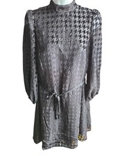 NWT Ann Taylor Black Velvet Houndstooth Dress Size 0