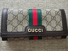 Gucci Ophidia Leather Trifold Wallet GG Marmont Brown