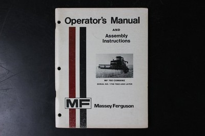 Massey Ferguson MF 760 COMBINE Operator's Manual Assembly Instructions USA