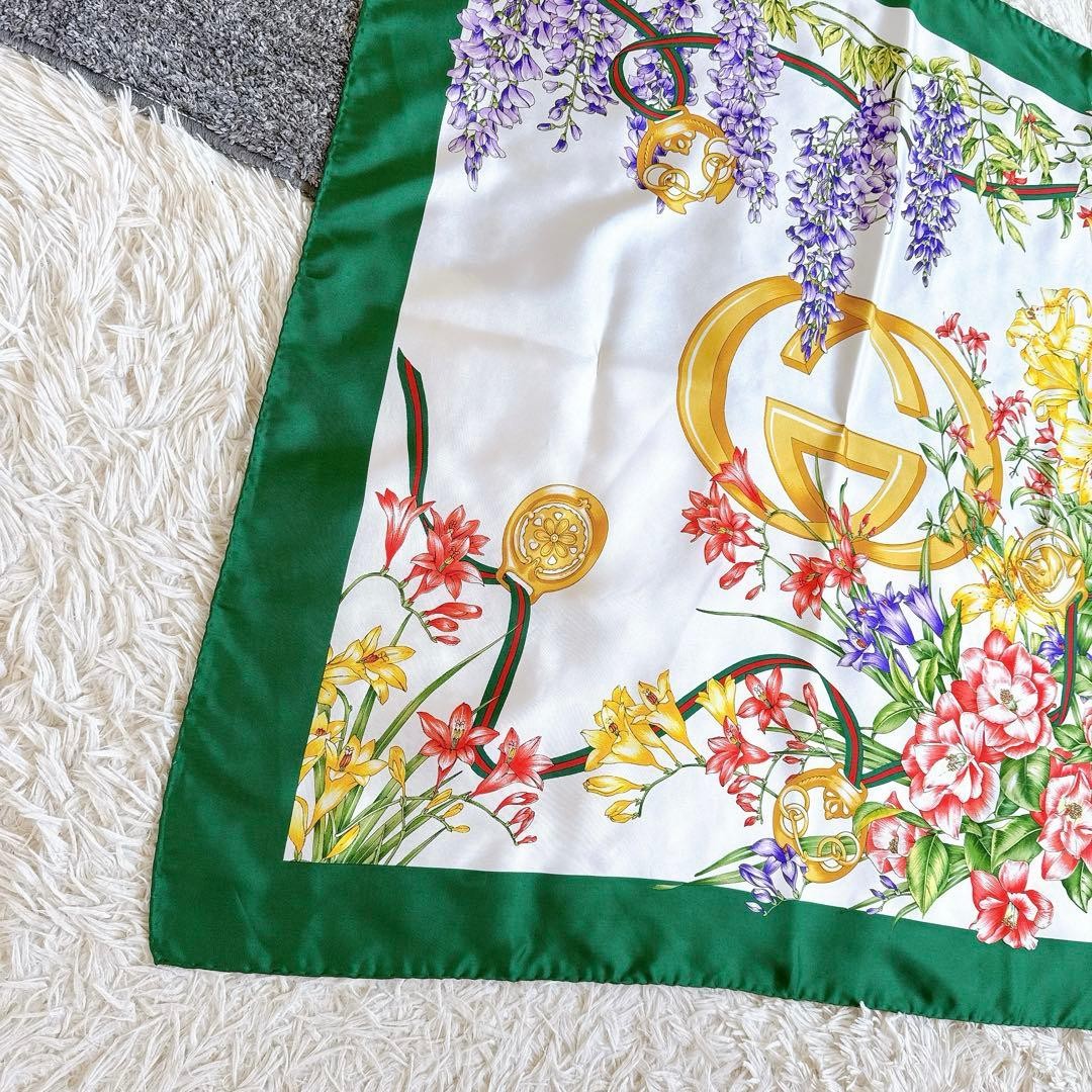 Auth GUCCI Interlocking Floral Pattern Large Scar… - image 23
