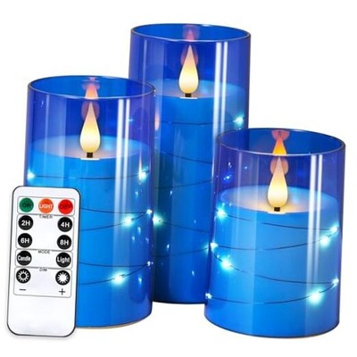  Flickering Flameless Candles: 3D Wick Built-in Star String Lights Acrylic 