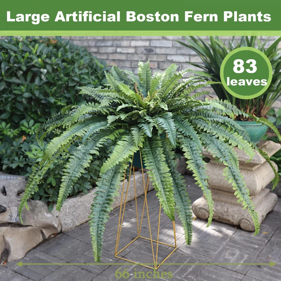 Helecho Artificial para Exterior Grande 68" Falso Helecho Plantas Artificiales Resistencia UV... Foto 2 de 4
