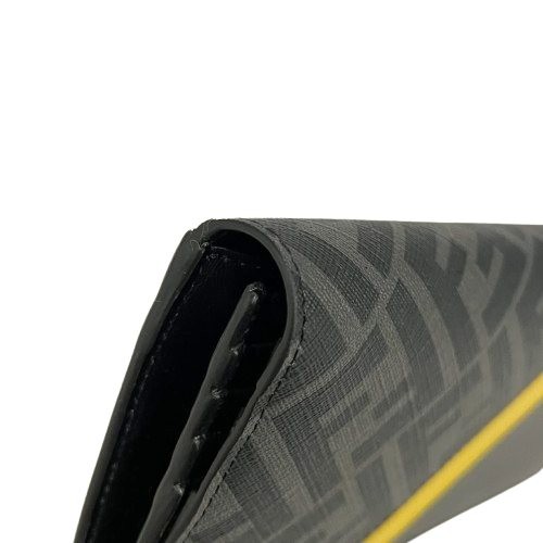 FENDI 7M0264 Long Wallet Continental FF Logo And Zucca Pattern Gray Fabric thumbnail 5