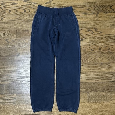 Adidas Mens Joggers Navy Blue Three Stripe Logo Cuffed Track Pants Relaxed S