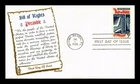 US COVER BILL OF RIGHTS 175TH ANNIVERSARY FIRST DAY ISSUE KHOL KRAFT CACHET