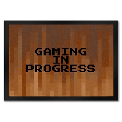 Fußmatte in 35x50 cm mit Pixelmotiv und Spruch: Gaming in Progress Pixel Art