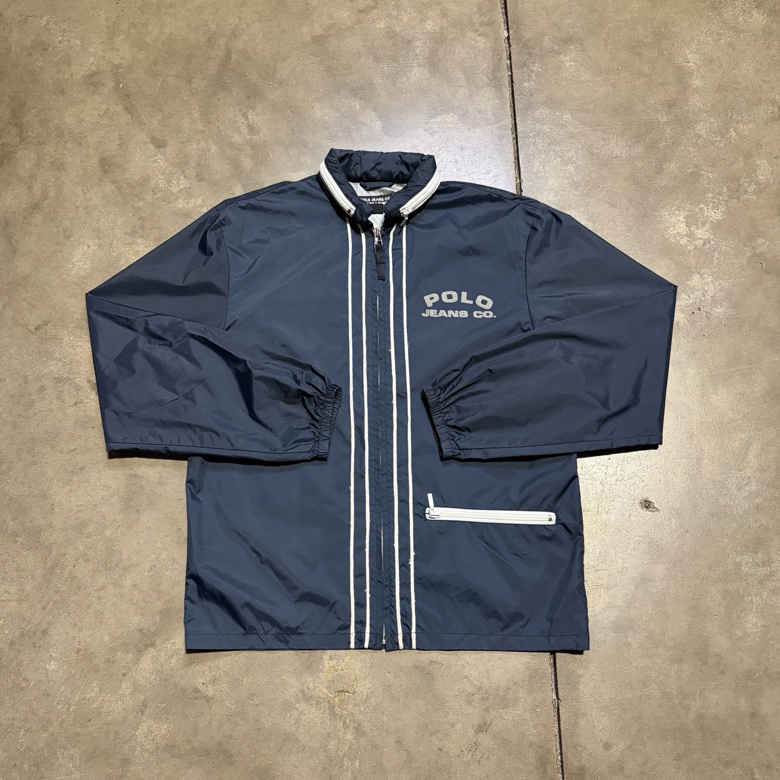 Vintage Ralph Lauren Polo Jeans Co Jacket Men M Navy Lightweight Zip Up Military