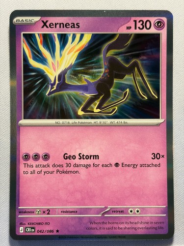 2026 POKEMON XERNEAS ME04: CHAOS RISING 42/086 HOLO NEAR MINT!!