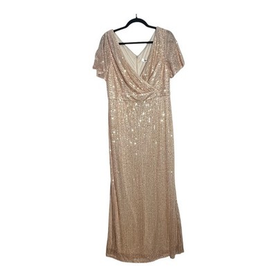 Ever Pretty 3XL US Size 14 Rose Gold Sequin V Neck Formal Gown Maxi Dress |  eBay