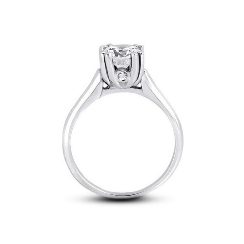 0.57ct G SI1 Round Earth Mined Certified Diamonds Platinum Classic Accent Ring - Picture 7 of 8