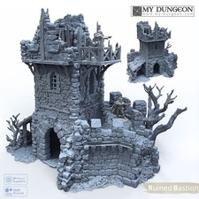 Ruined Black Lions Bastion 28mm Tower Terrain...