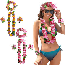 8 Stücke Hawaii Kostüm Zubehör, Hawaii Blumenketten, Hawaii Kette Blumen Girland