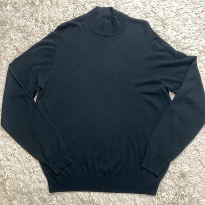 Jos A Bank Sweater Mens Medium Black 100% Silk Signature Collection Turtleneck