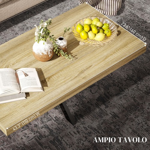 HOMCOM Tavolino da Caffè Stile Industriale in Legno e Acciaio 110x60x45 cm - Foto 5 di 10
