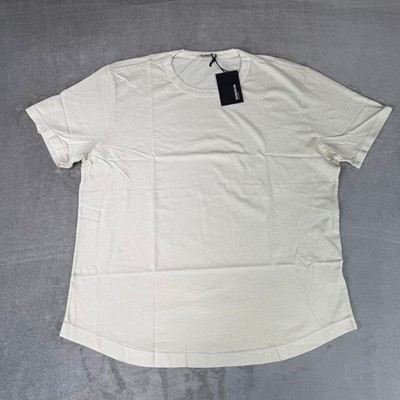 Buck Mason Venice Wash Slub Knit Curved Hem Tee Mens Large White Sand USA NWT