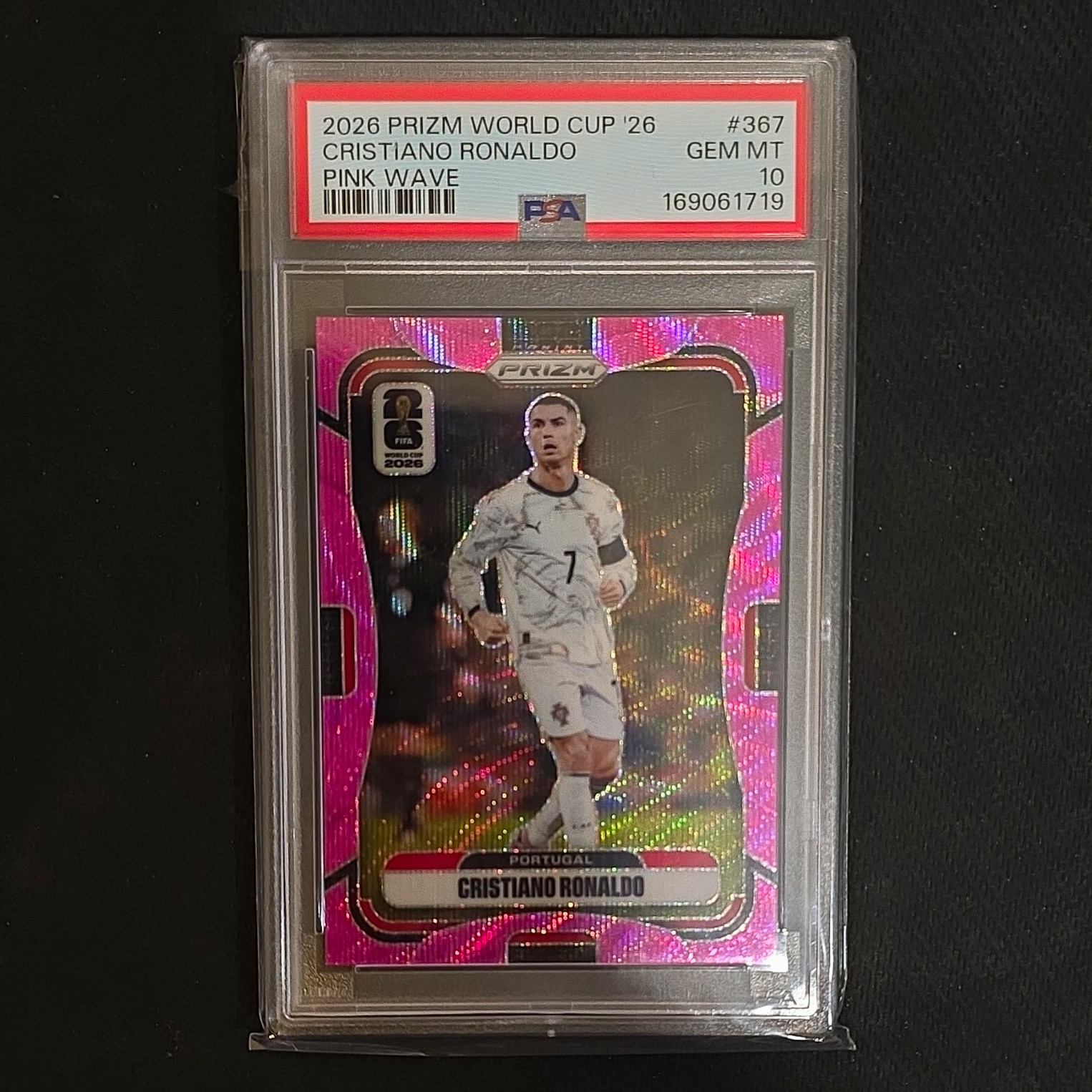 Panini 2026 Prizm World Cup Cristiano Ronaldo Portugal Pink Wave 03/45 PSA 10