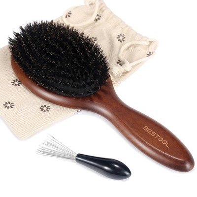 Hair Brush Boar Bristle Smoothing Shine Enhancing Frizz Taming