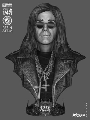 Ozzy Osbourne - Black Sabbath (Bust) - 1/4 Scale 3D Print Model