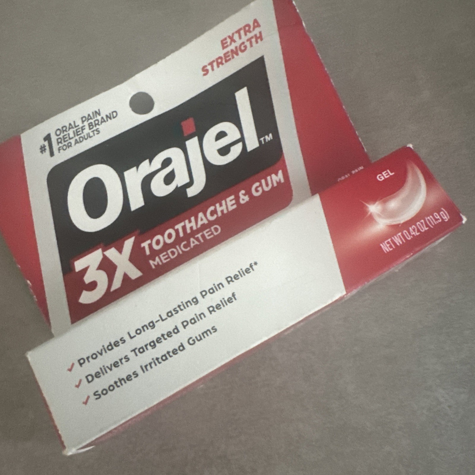 Orajel 3X Pain Relief Gel for Toothache & Gum, 0.25 Oz IMMEDIATE PAIN RELIEF