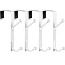 Blulu 4 Pack Over The Door Double Hooks, Bedroom Back of Door Hangers Metal T...