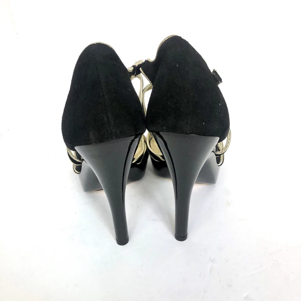 Jennifer Lopez Mujer Zapatos Negro Gamuza Patente Plataforma Tacones Talla 8 Foto 4 de 4