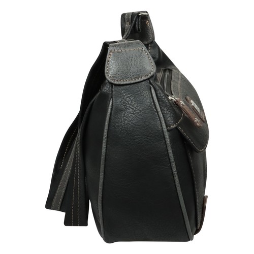 Damen Tasche Handtasche Schultertasche Umhängetasche Cross Over Schwarz Grau - Bild 3 von 8