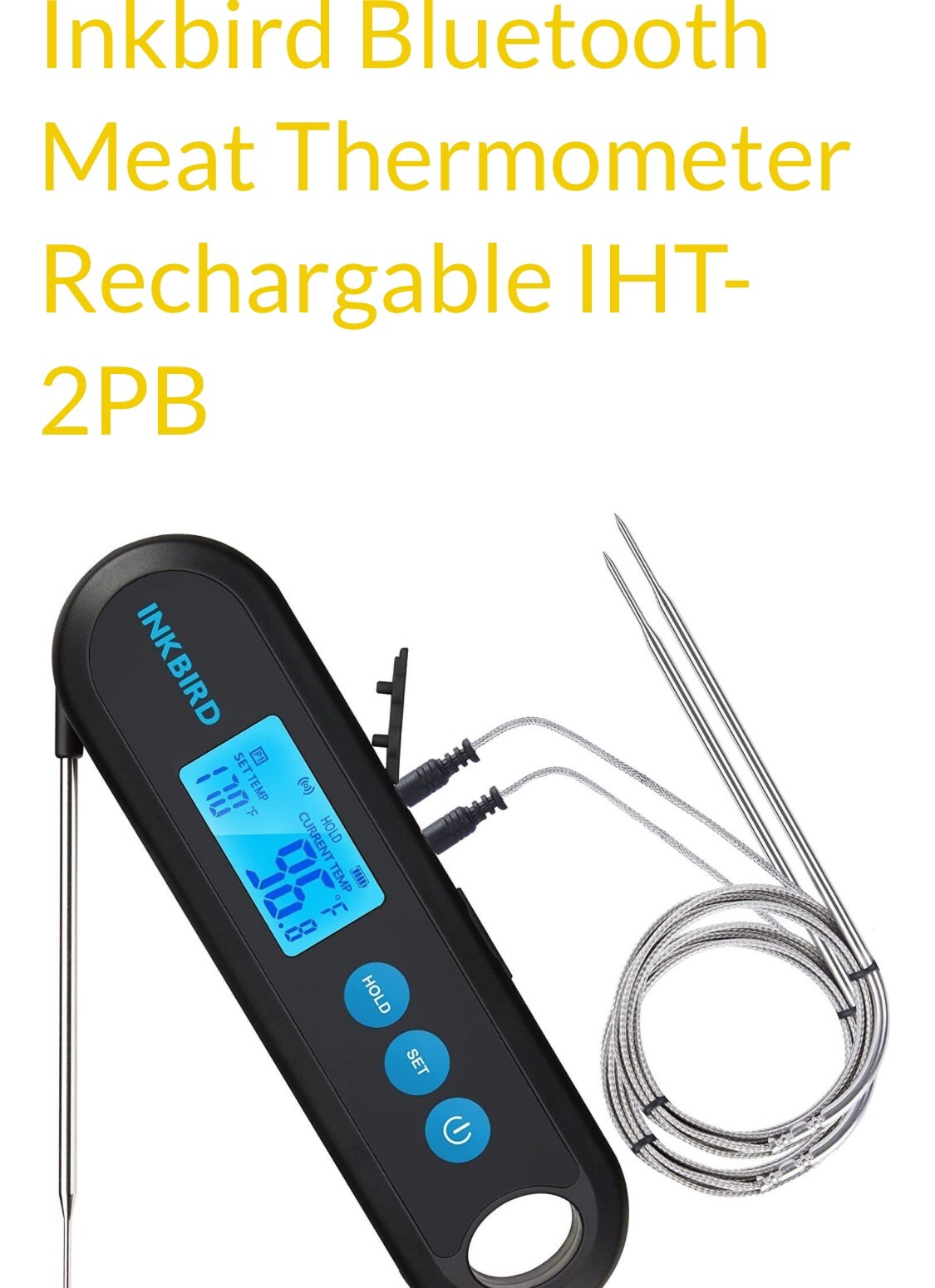 Meat Thermometer Bluetooth Instant Read Cooking Rechargeable External Probes BBQ-image