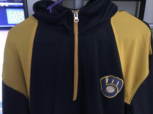 Giacca pullover Milwaukee Brewers Majestic MLB 1/4 zip taglia XLT - Foto 4 di 5