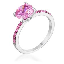 2.3CT Pink Cubic Zirconia Rhodium Plated Ring