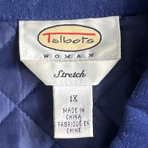 Talbots Woman Stretch Quilted Jacket Button Down Shacket Blue 1X - Picture 3 of 13