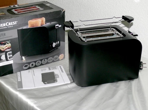 SC STS850E1 Designer Toaster Doppelschlitz 850W 7 Stufen Brotaufsatz Metall BLK