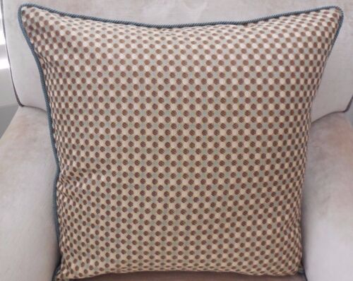 ❇️ LAST ONE! NEW Beige Brown Circles & TEAL ROPE trim Cushion Cover 55cm XL SQ - Picture 1 of 6