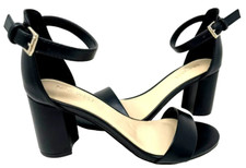 Nine West Women's Sandy Open Toe Block Heel Dress Sandals Black Size:10 171H