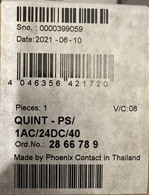 Phoenix Contact QUINT-PS/1AC/24DC/40 DIN Rail Power Supply  BRAND NEW IN BOX