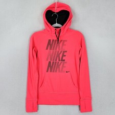 Nike Sweater Womens Extra Small Coral Pink Therma Fit Hoodie Spell Out Swoosh