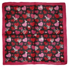 22"x22" Multiple Pink Red White Hearts Black 100 Cotton Bandana