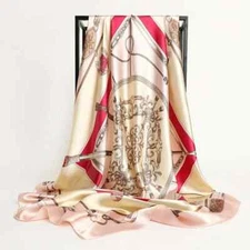 Luxury Imitation Silk Scarf for Women 35 Inch Hair Wrap Shawl Pink Scarves Lady