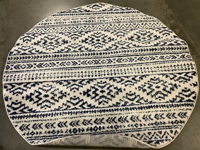 IVORY / NAVY 5' X 5' Round Back Stain Rug, Reduced Price 1172669998 TUL272D-5R