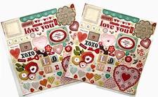 (2) Crate Paper "Paper Hearts"  12 x 12 Die-Cuts  (2 Sheets) - Over 136 Die-Cuts