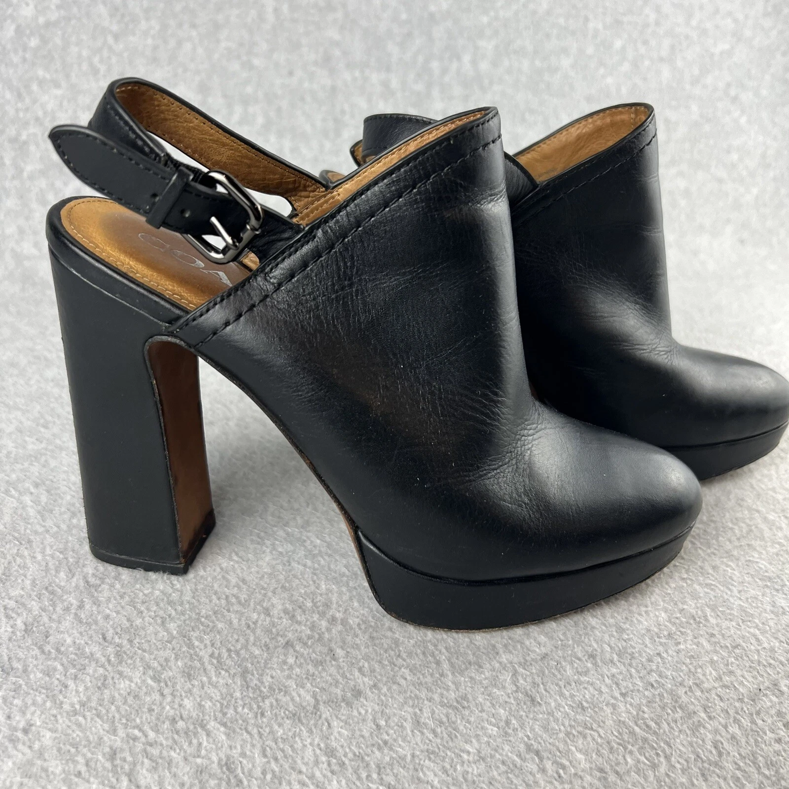 Stivaletto Coach pelle mulo plateau tacco grosso donna 8 5 Carmine classico