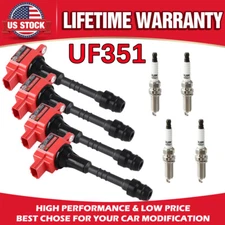 4 Ignition Coil + 4 Spark Plug For 2002-2005 Nissan Almera Sentra UF351 C1397
