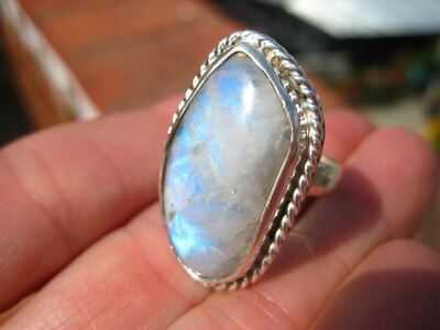 925 Silber Mondstein Ring Taxco Mexico A8298