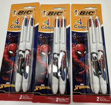 3 Pks Of 2 BIC 4-Color Marvels Spiderman Retr...