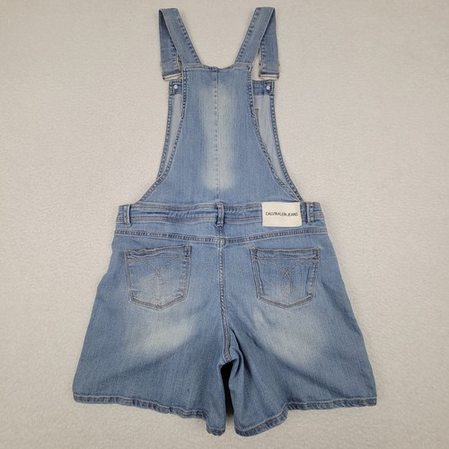 Calvin Klein Jeans Denim Shortalls Girls XL 16 Blue Cotton Poly Blend - Picture 7 of 8