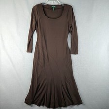 Ralph Lauren LRL Dress Womens Small Brown Stretchy Shelf Bra Flowy Minimal Basic