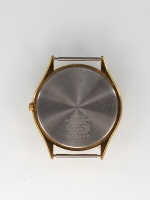 Seiko Watch Men 7M49-8A99 Gold Stainless Steel Black Day Date NON